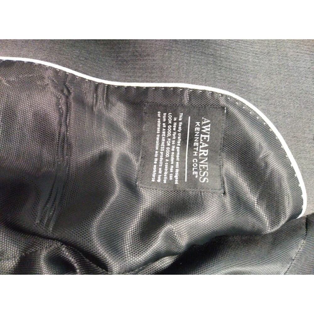 Awareness Kenneth Cole Mens 44L Gray Stripe Sports Coat 2 Button Duel Vent - Picture 15 of 15